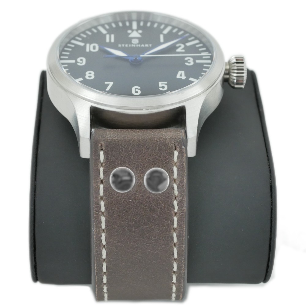 Steinhart Nav B-Uhr 44 Automatic A-Muster Swiss Pilot Watch 107-0336 Brown Leather Strap