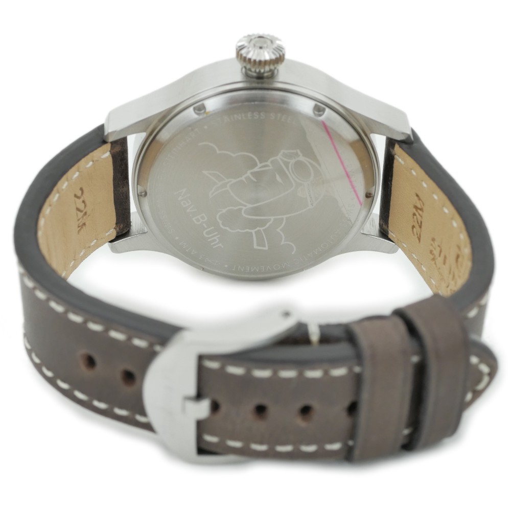 Steinhart Nav B-Uhr 44 Automatic A-Muster Swiss Pilot Watch 107-0336 Brown Leather Strap