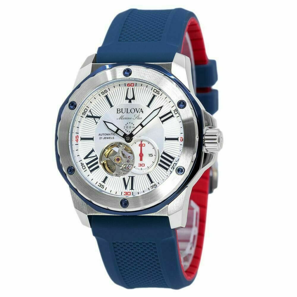 Bulova Marine Star Automatic Men's Watch 45mm White Dial 98A225