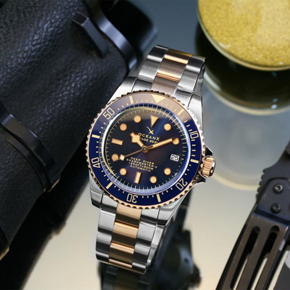 OceanX Sharkmaster-V Automatic Men's Diver Watch 42mm Blue Dial VSMS513